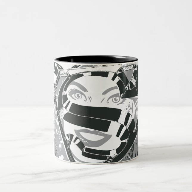 Supergirl Black and White Two-Tone Coffee Mug (Center)
