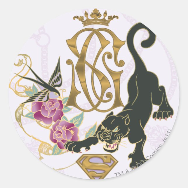 Supergirl Black Panther Classic Round Sticker (Front)
