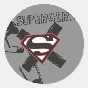 Supergirl Black Safety Pins Classic Round Sticker