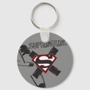 Supergirl Black Safety Pins Key Ring