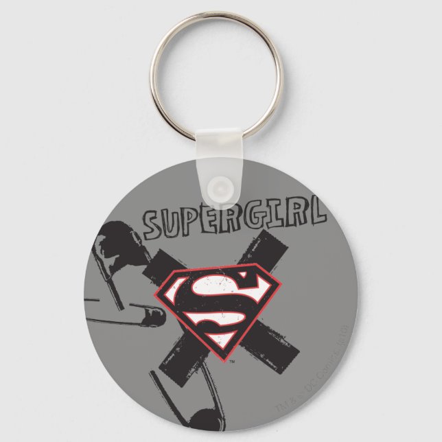 Supergirl Black Safety Pins Key Ring (Front)