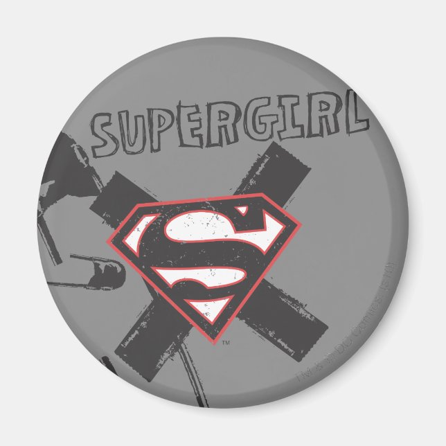 Supergirl Black Safety Pins Magnet (Front)