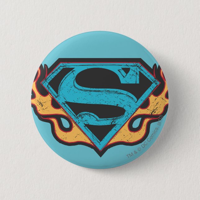Supergirl Blue Logo with Flames 6 Cm Round Badge (Front)