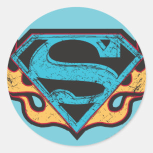 Supergirl Blue Logo with Flames Classic Round Sticker
