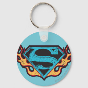Supergirl Blue Logo with Flames Key Ring