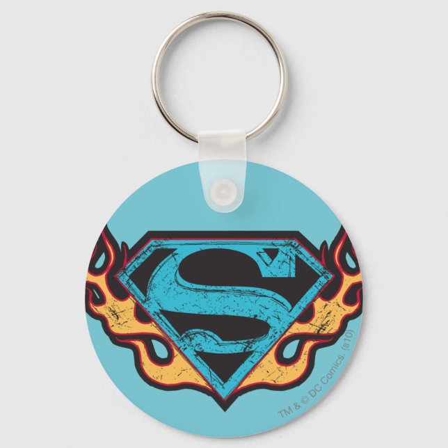 Supergirl Blue Logo with Flames Key Ring (Front)