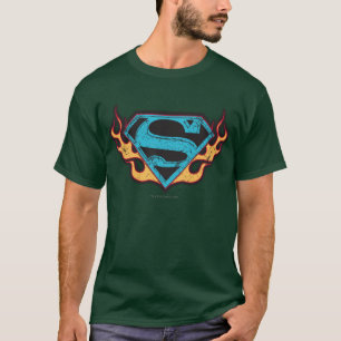 Supergirl Blue Logo with Flames T-Shirt