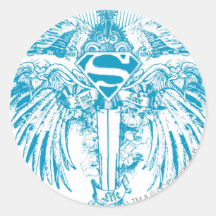 Supergirl Blue Wings Classic Round Sticker
