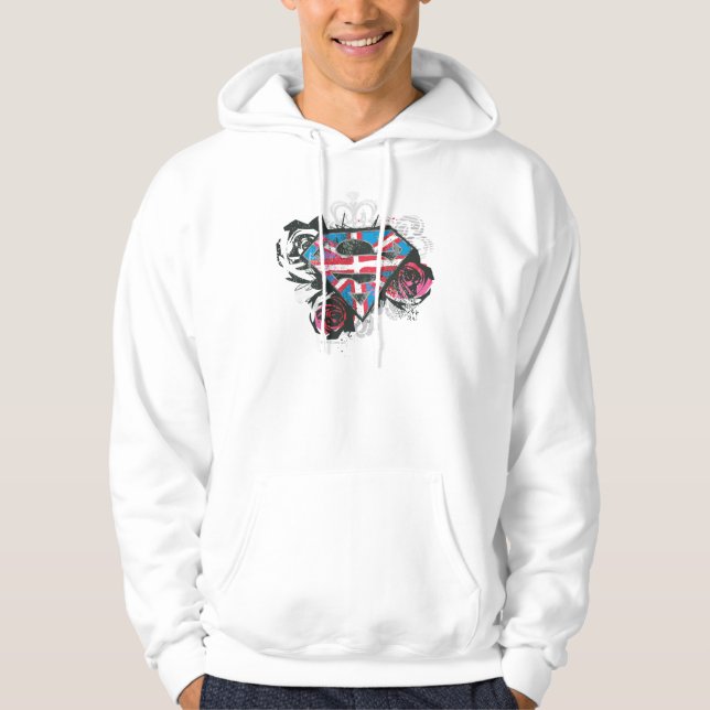 Supergirl British Flag and Roses Hoodie (Front)