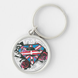 Supergirl British Flag and Roses Key Ring