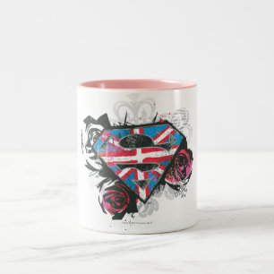 Supergirl British Flag and Roses Two-Tone Coffee Mug