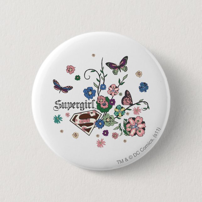 Supergirl Butterflies 6 Cm Round Badge (Front)