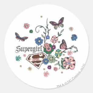 Supergirl Butterflies Classic Round Sticker
