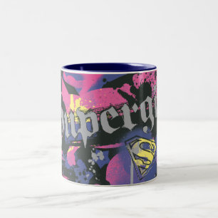 Supergirl Checkered Splatter Two-Tone Coffee Mug