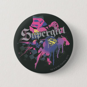Supergirl Chequered Splatter 6 Cm Round Badge