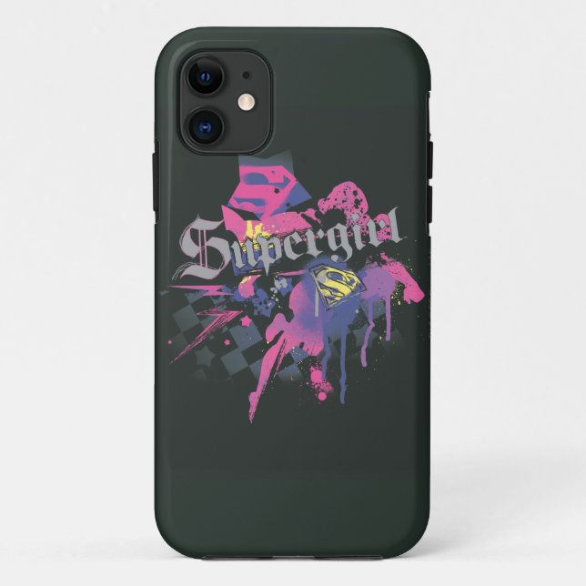 Supergirl Chequered Splatter Case-Mate iPhone Case (Back)