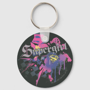 Supergirl Chequered Splatter Key Ring