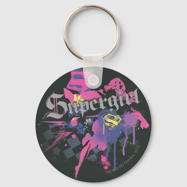 Supergirl Chequered Splatter Key Ring (Front)
