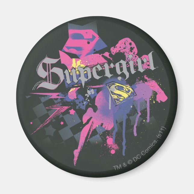 Supergirl Chequered Splatter Magnet (Front)