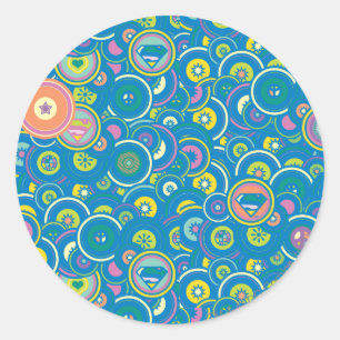 Supergirl Circle Blue Pattern Classic Round Sticker