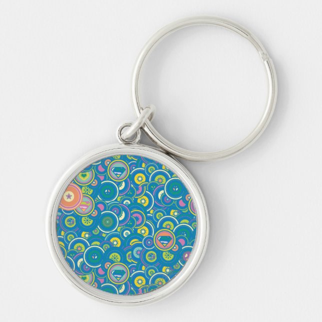 Supergirl Circle Blue Pattern Key Ring (Front)