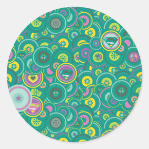 Supergirl Circle Green Pattern Classic Round Sticker