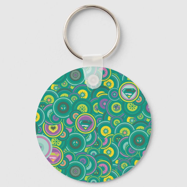 Supergirl Circle Green Pattern Key Ring (Front)