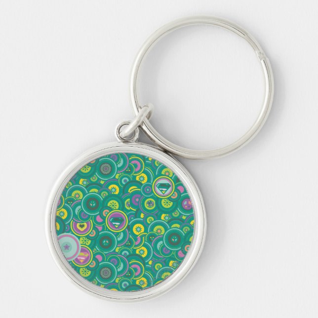 Supergirl Circle Green Pattern Key Ring (Front)