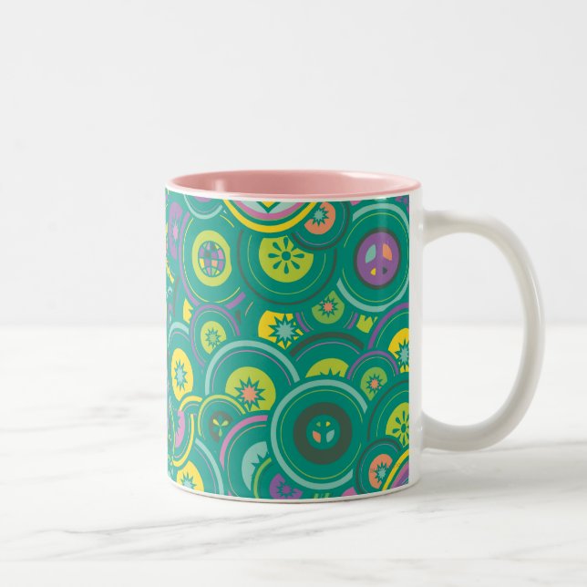 Supergirl Circle Green Pattern Two-Tone Coffee Mug (Right)