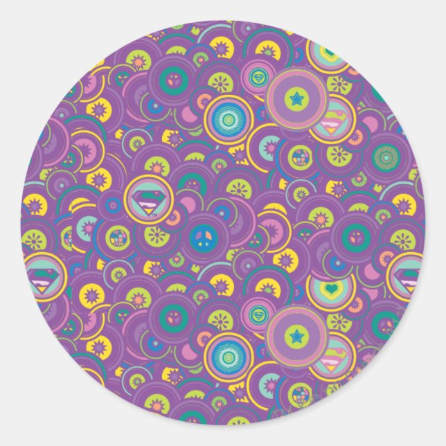 Supergirl Circle Purple Pattern Classic Round Sticker (Front)