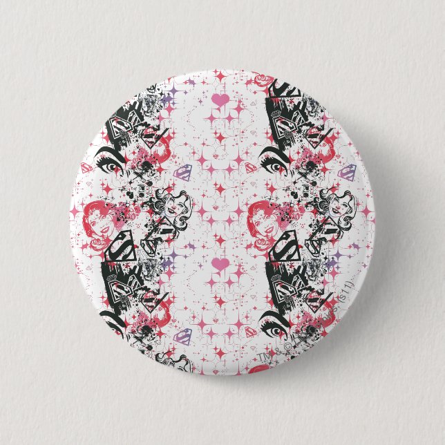 Supergirl Collage Pattern 6 Cm Round Badge (Front)