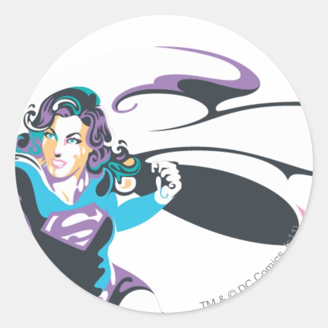 Supergirl Color Splash Pose 4 Classic Round Sticker (Front)