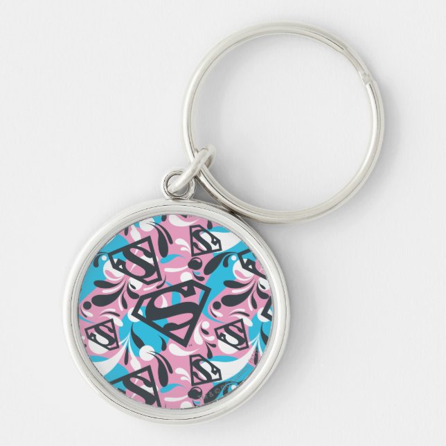 Supergirl Color Splash Swirls Pattern 6 Key Ring (Front)
