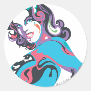 Supergirl Colour Splash Pose 1 Classic Round Sticker