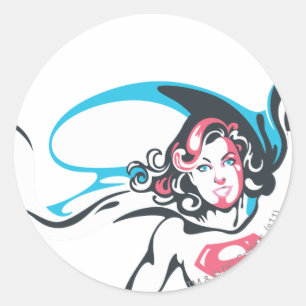 Supergirl Colour Splash Pose 2 Classic Round Sticker