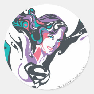 Supergirl Colour Splash Pose 3 Classic Round Sticker