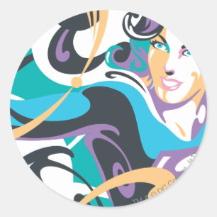 Supergirl Colour Splash Swirls 1 Classic Round Sticker