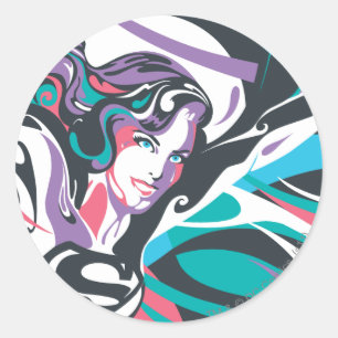 Supergirl Colour Splash Swirls 2 Classic Round Sticker
