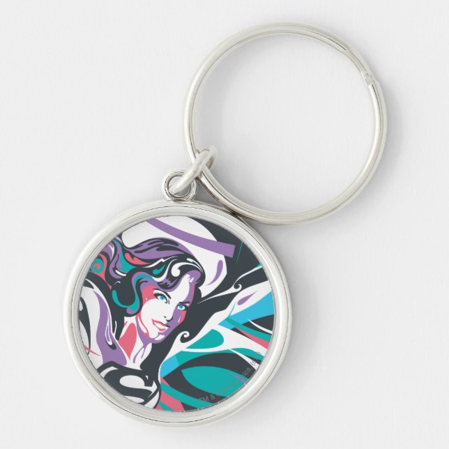 Supergirl Colour Splash Swirls 2 Key Ring (Front)