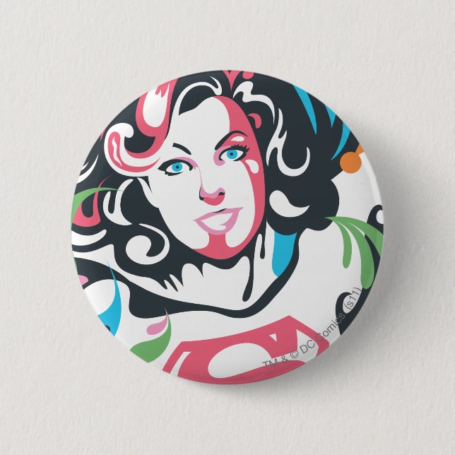 Supergirl Colour Splash Swirls 3 6 Cm Round Badge (Front)