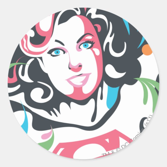 Supergirl Colour Splash Swirls 3 Classic Round Sticker (Front)