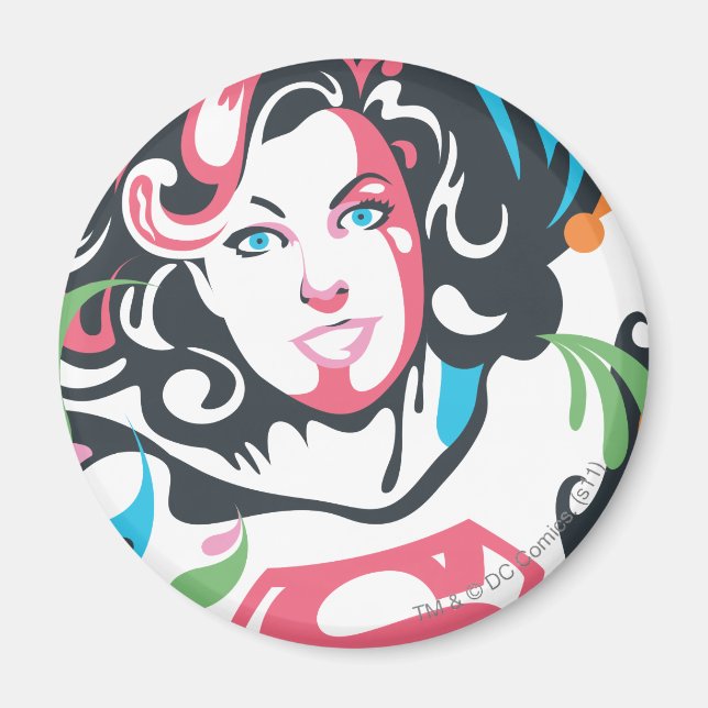 Supergirl Colour Splash Swirls 3 Magnet (Front)