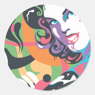 Supergirl Colour Splash Swirls 4 Classic Round Sticker