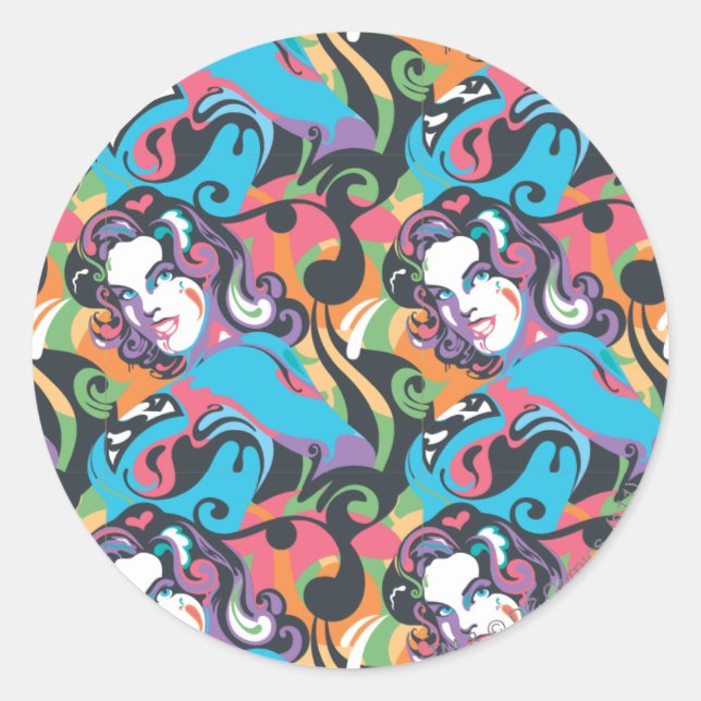 Supergirl Colour Splash Swirls Pattern 1 Classic Round Sticker (Front)