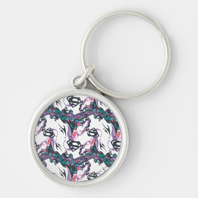 Supergirl Colour Splash Swirls Pattern 3 Key Ring (Front)
