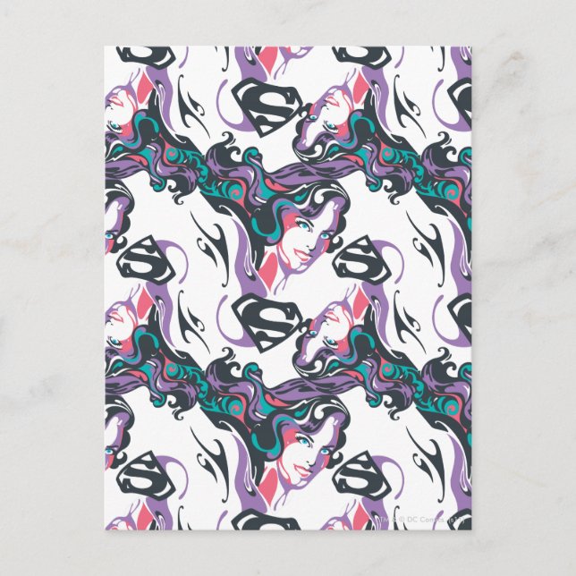 Supergirl Colour Splash Swirls Pattern 3 Postcard (Front)