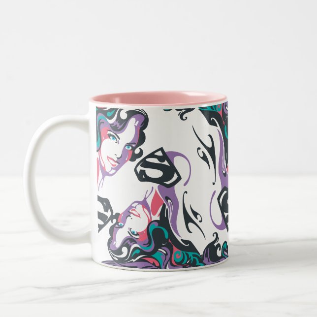Supergirl Colour Splash Swirls Pattern 3 Two-Tone Coffee Mug (Left)