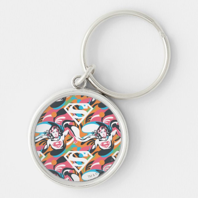 Supergirl Colour Splash Swirls Pattern 4 Key Ring (Front)