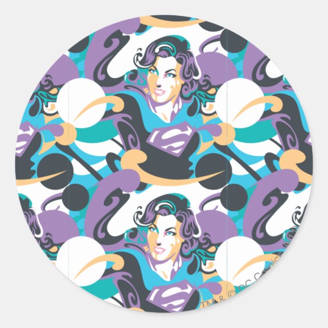 Supergirl Colour Splash Swirls Pattern 5 Classic Round Sticker (Front)