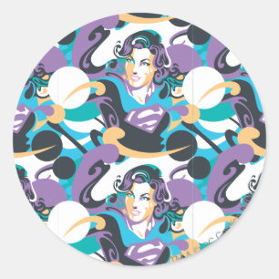 Supergirl Colour Splash Swirls Pattern 5 Classic Round Sticker